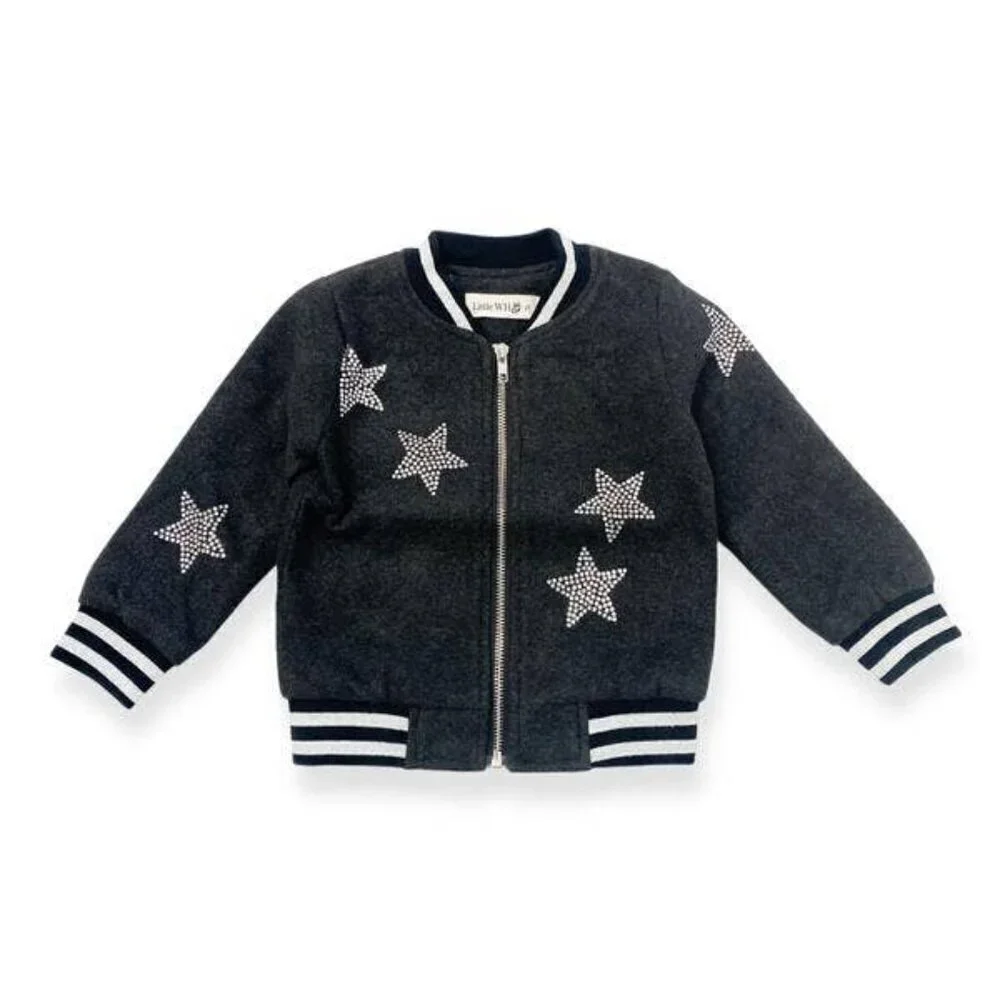 Star Rhinestone Kids Bomber Jacket